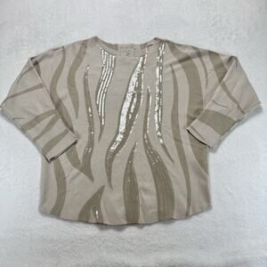 Sioni Women's Leopard Zebra Luxury Pullover Sweater with sequins Size S